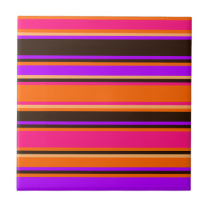 Bold Orange, Magenta, & Purple Striped Tile