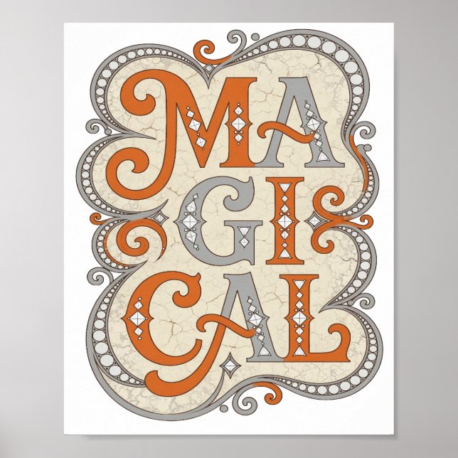 Bold Orange MAGICAL Statement Design Poster (Front)