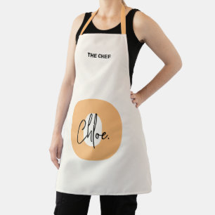 Bold Orange Monogram Initial Script Name Apron