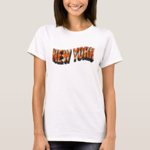 Bold Orange NEW YORK Artistic Motif T-Shirt
