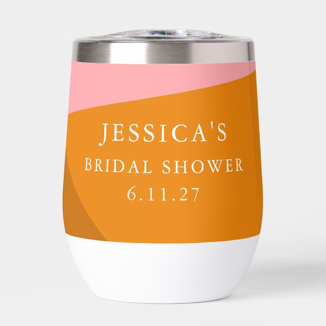 Bold Orange Pink Colour Block Custom Bridal Shower (Front)