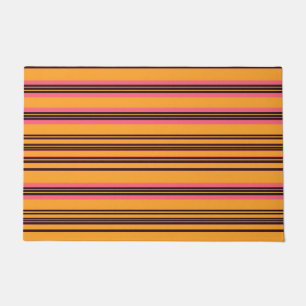 Bold Orange Pink Horizontal Stripe Pattern Doormat