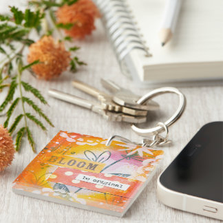 Bold Orange & Pink Inspirational Keychain