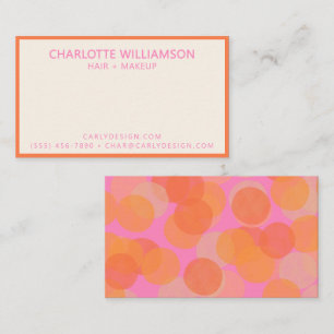 Bold Orange Pink Watercolor Modern Geometric Business Card