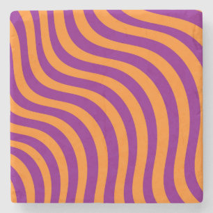 Bold Orange Purple Zebra Stripe Spring Summer Stone Coaster