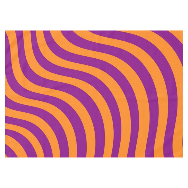 Bold Orange Purple Zebra Stripe Vibrant Spring  Tablecloth (Front (Horizontal))