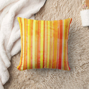 Bold Orange Random Stripes Throw Pillow