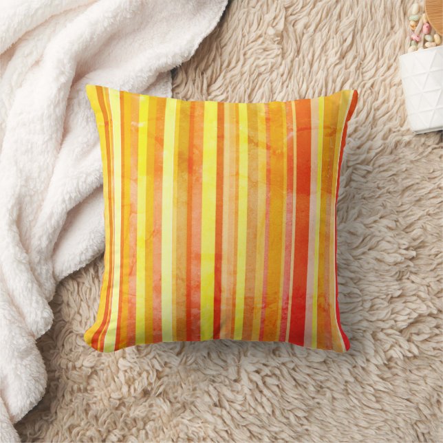 Bold Orange Random Stripes Throw Pillow (Blanket)