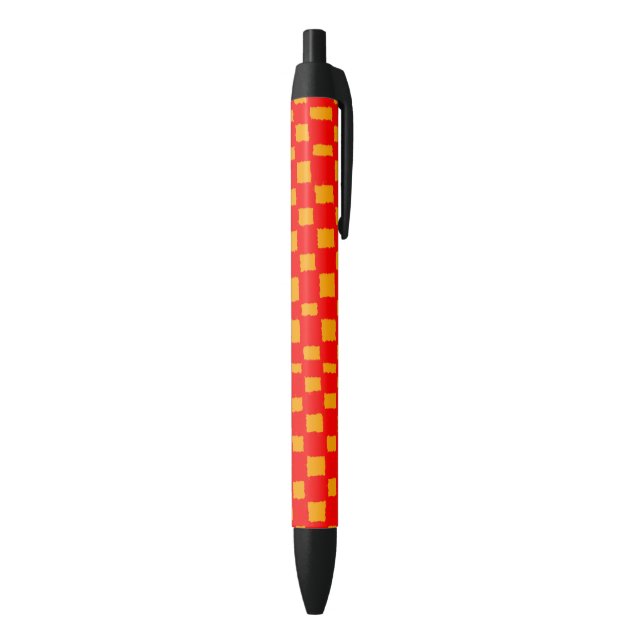 Bold Orange Red Chequered Chequerboard Pattern Black Ink Pen (Bottom (Vertical))