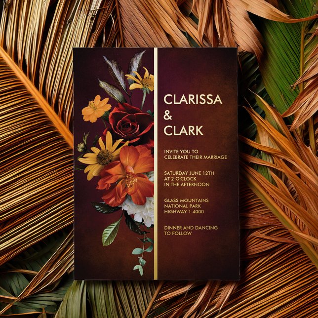 Bold Orange Rust Fall Floral Modern Wedding  (Creator Uploaded)