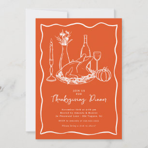 Bold Orange Thanksgiving Invitation