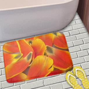 Bold Orange Tulip Flower Petals Photograph Bath Mat