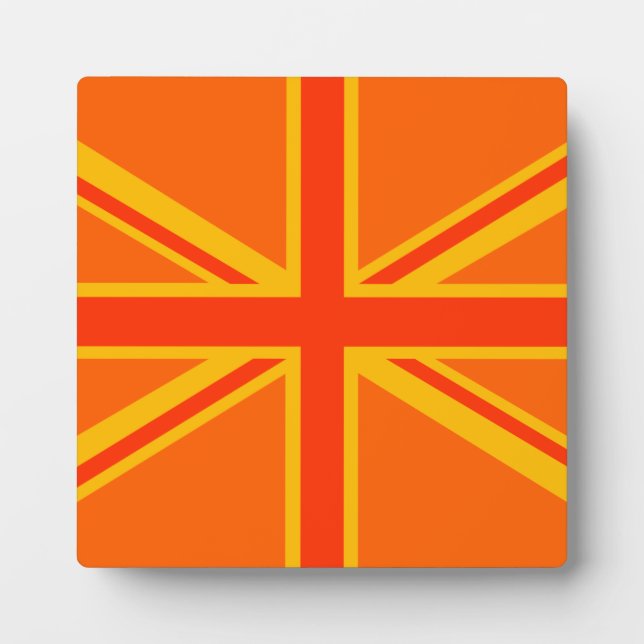 Bold Orange Union Jack British Flag Swag Plaque (Front)