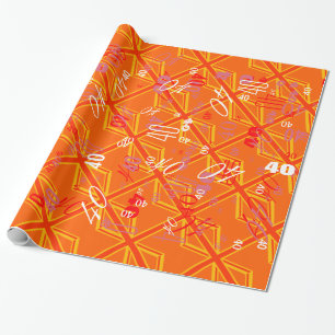 Bold Orange Union Jack British Flag Swag Wrapping Paper