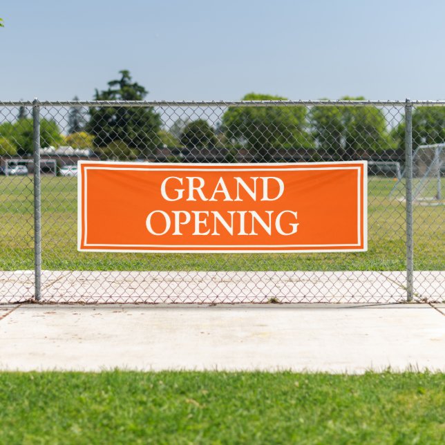 Bold Orange White Framed Business Grand Opening Banner (Insitu)