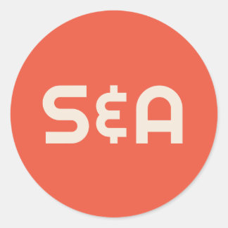 Bold Orange & Yellow Retro Monogrammed Wedding Classic Round Sticker