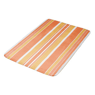 Bold Orange Yellow Stripes Bath Mat
