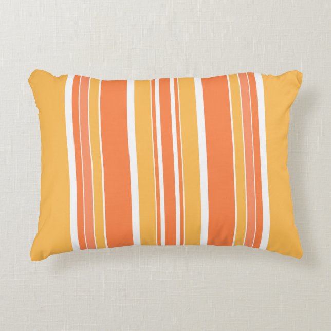 Bold Orange Yellow Stripes Decorative Cushion (Front)