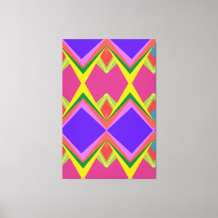 Bold Orchid & Gold Abstract Retro Geometric Art Canvas Print