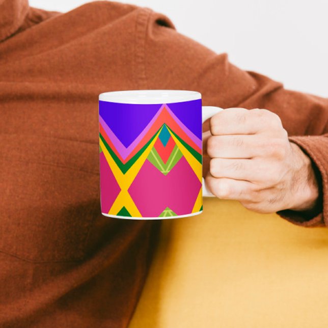 Bold Orchid & Gold Abstract Retro Geometric Art Coffee Mug (Creator Uploaded)