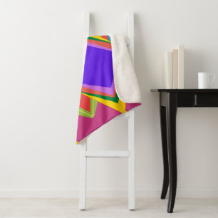 Bold Orchid & Gold Abstract Retro Geometric Art Sherpa Blanket