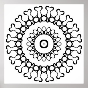 Bold Organic Mandala with Petal Ring Symmetry Art Poster