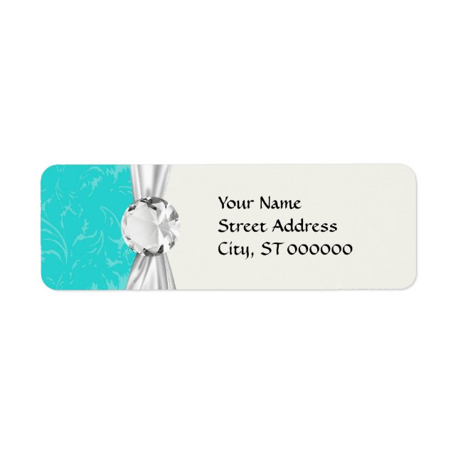 bold ornate aqua aquamarine blue damask pattern (Front)