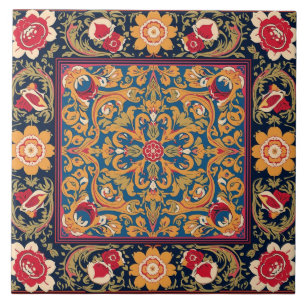 Bold Ornate Vintage Floral Border Pattern Tile