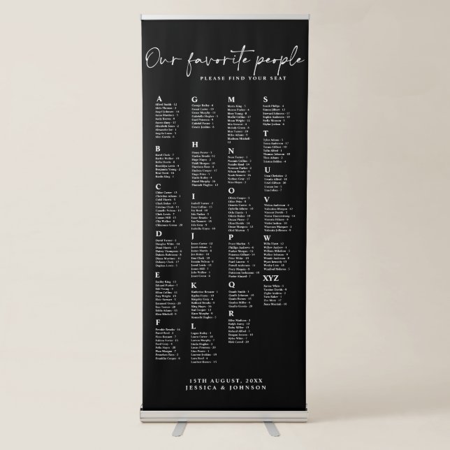Bold Our Favourite People Wedding Seating Chart  Retractable Banner (Front)
