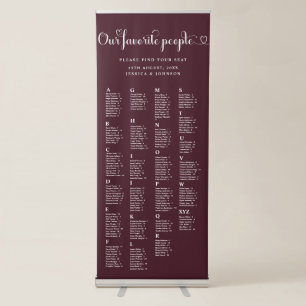 Bold Our Favourite People Wedding Seating Chart Retractable Banner