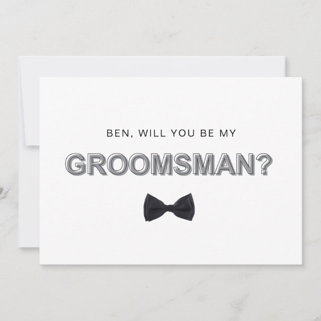 Bold outline groomsman proposal card (Front)
