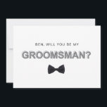 Bold outline groomsman proposal card<br><div class="desc">Designed to coordinate with our Bold Type Collection, this modern groomsman proposal card features outline bold type text with a classic bow tie. Please dont forget to change the message on the back of the card. Remove the message if it is not required. For more advanced customisation of this design,...</div>