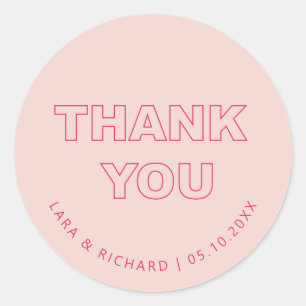 Bold Outline Thank You Sticker Label