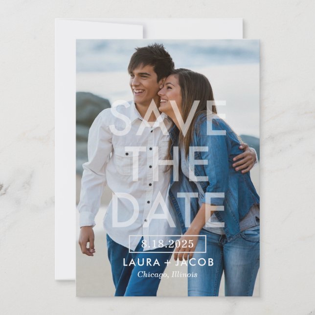 Bold Overlay Editable Colour Save The Date Card (Front)