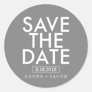 Bold Overlay Save The Date Sticker Editable Colour