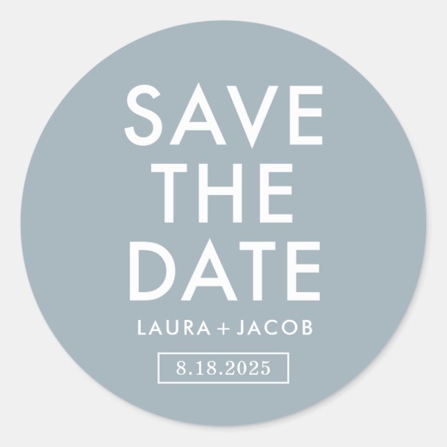 Bold Overlay Save The Date Sticker Editable Colour (Front)