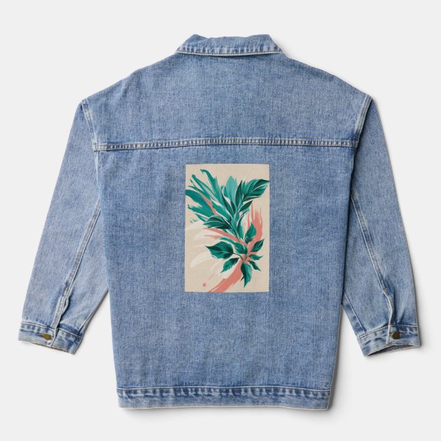 Bold, oversized floral prints denim jacket (Back)