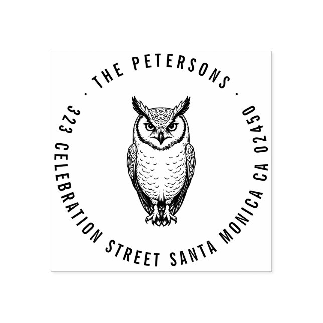 Bold Owl Return Address Stamp (Imprint)