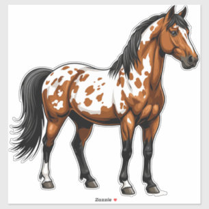 Bold Paint Horse Standing In Grassy Field