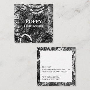 Bold Painted Acrylic Abstract Black & White Square Business Card