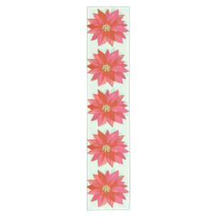 Bold, painted poinsettia Christmas/holiday design Short Table Runner