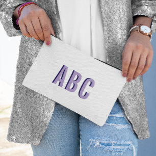 Bold Pale Purple 3 Letter Monogram Accessory Pouch