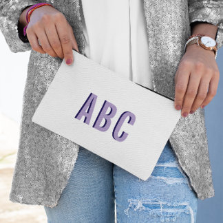 Bold Pale Purple 3 Letter Monogram Accessory Pouch