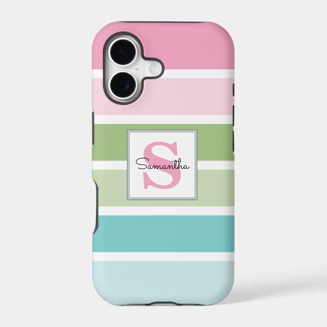 Bold Pastel Stripes Monogrammed (Back)