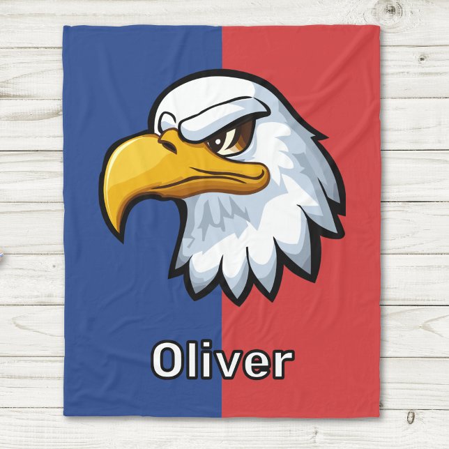 Bold Patriotic Cartoon Eagle Fleece Blanket (Creator Uploaded)