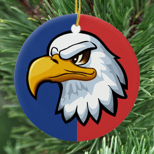 Bold Patriotic Cartoon Eagle Personalised Ceramic Tree Decoration
