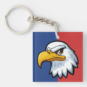 Bold Patriotic Cartoon Eagle Personalized Key Ring