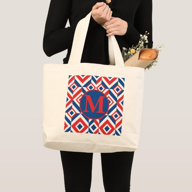 Bold Patriotic Colours Custom Monogram Tote Bag (Front (Product))
