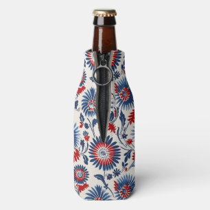 Bold Patriotic Floral Fusion Bottle Cooler