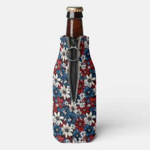  Bold Patriotic Floral Pattern Bottle Cooler